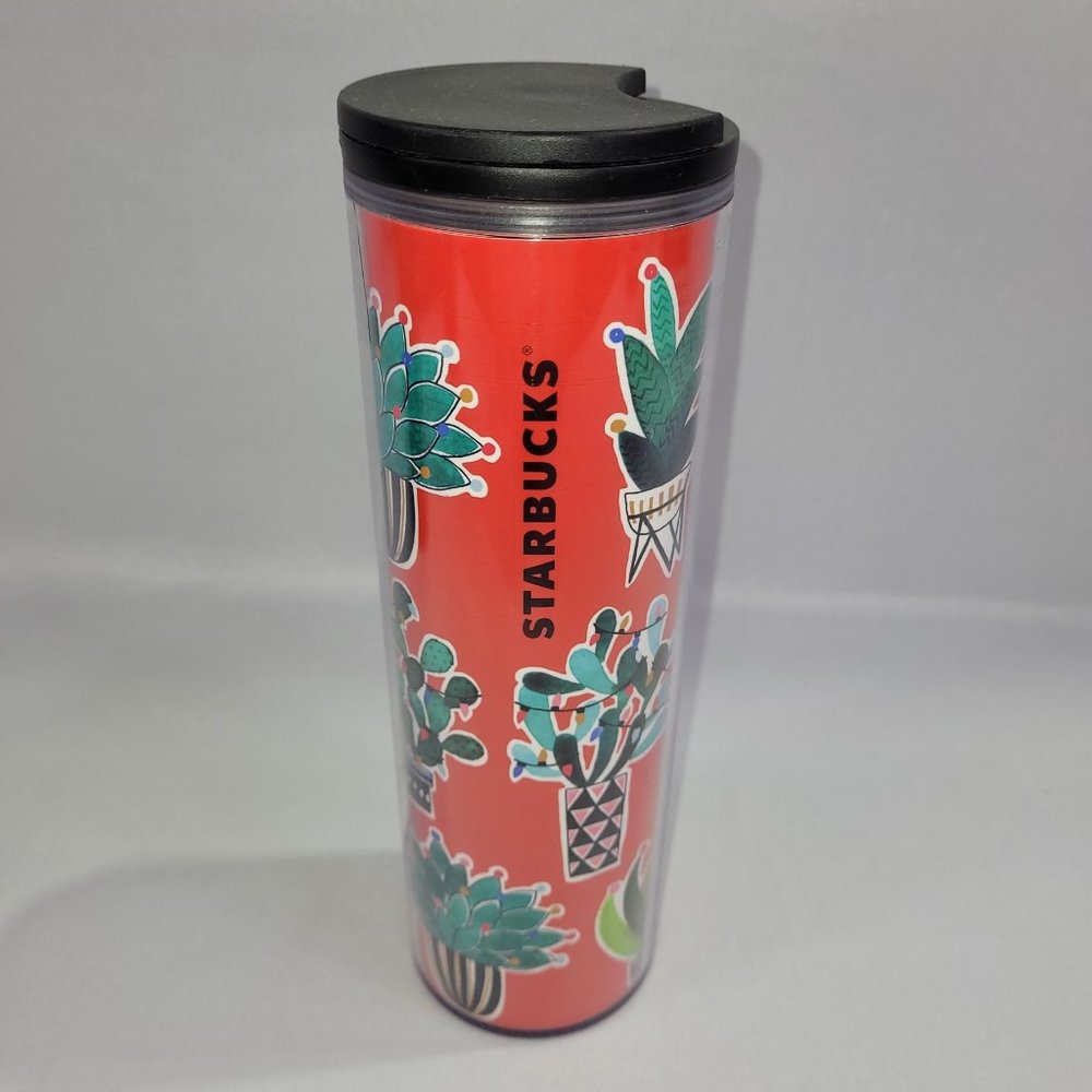 Starbucks 9" Coffee Travel Mug 2017 Holiday Desert Cactus Hot Plastic Carafe